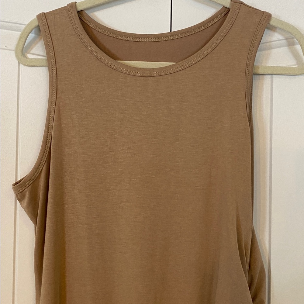 SHEIN Tan Ruched Side Sleeveless Dress XL - Picture 3 of 4